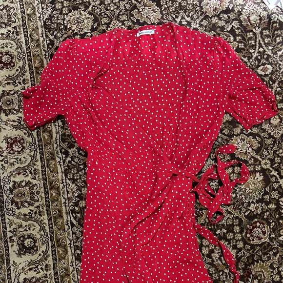 Reformation Napa Wrap Midi Dress in Red and White Polka Dot - Picture 6 of 12